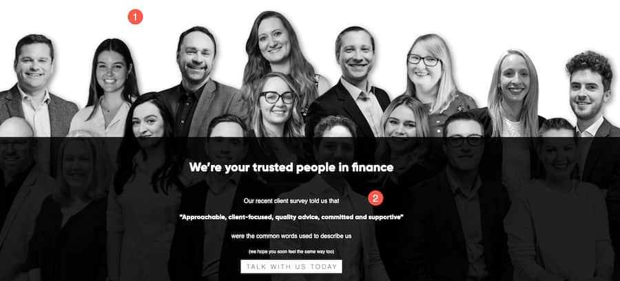 Example of images on a financial planner's About Us page
