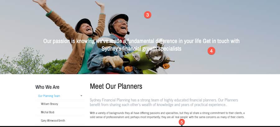 About Us page examples financial planning c