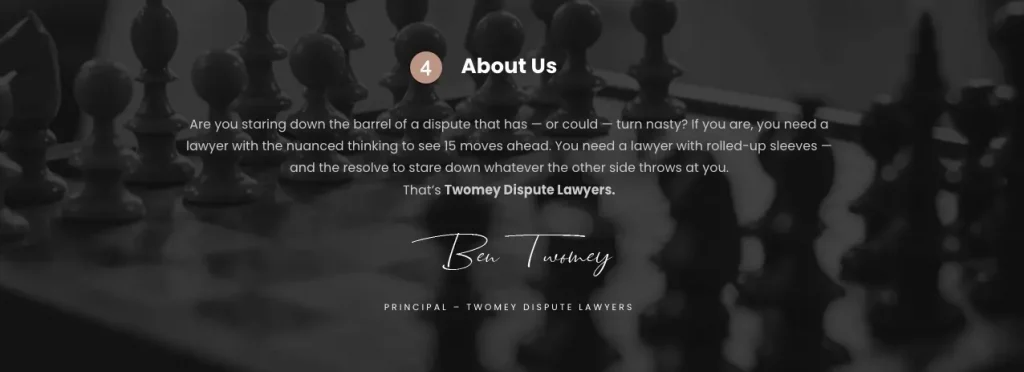 The words paint a picture in this lawyers website copywriting